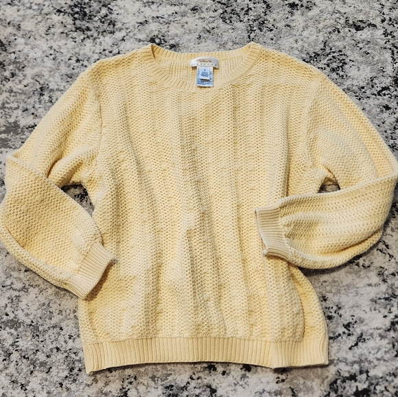 Talbots Sweaters - *SOLD* TALBOTS Vintage Knit Sweater Cotton Light Yellow Size MP
